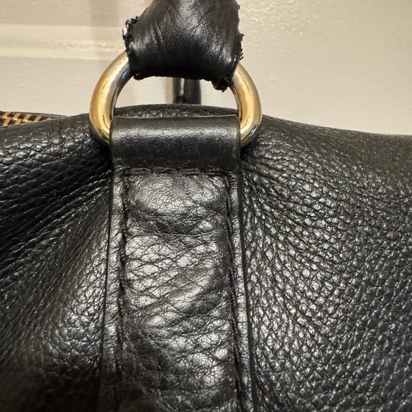 Michael Kors Black Leather Shoulder Bag with Gold Accents - Picture 7 of 13